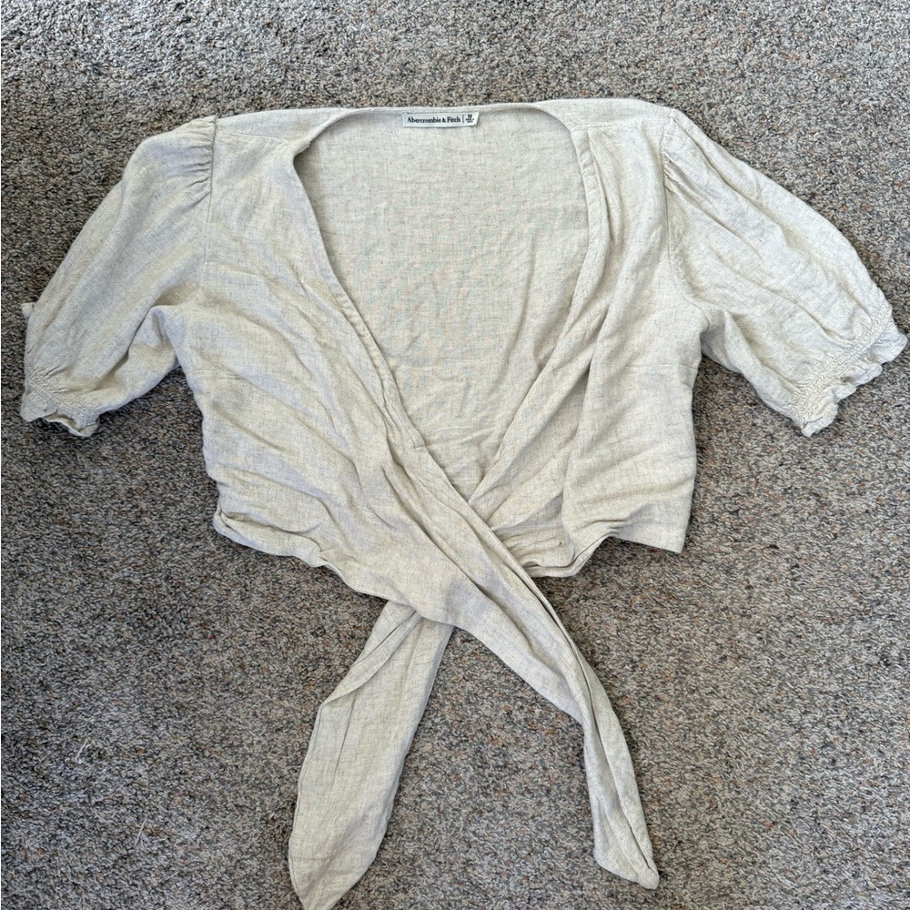 Stylish Light Gray Wrap Blouse